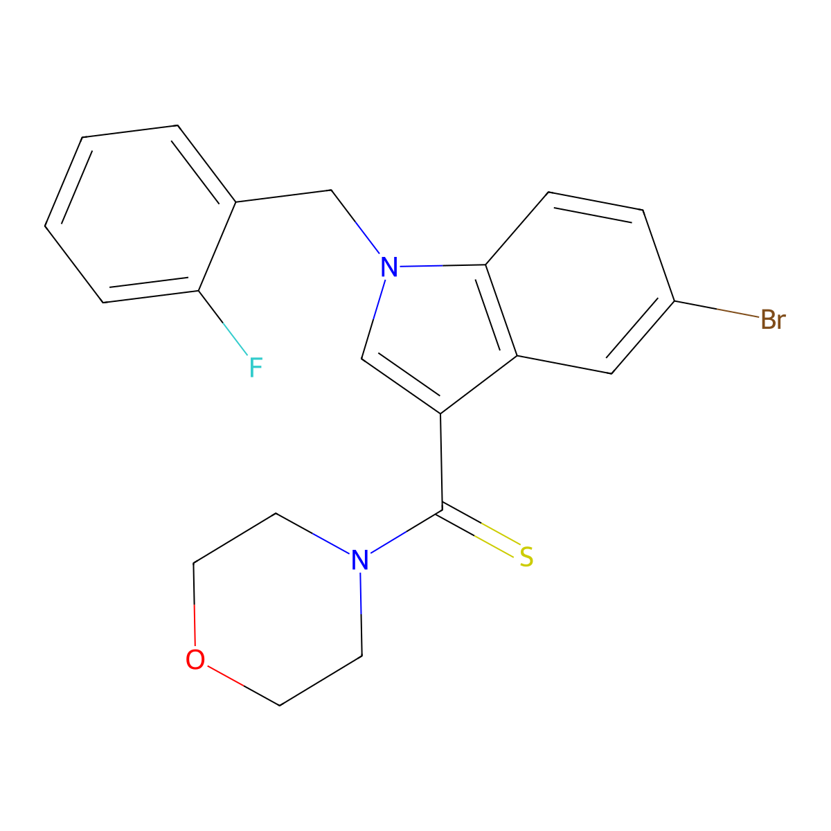 [5-Bromo-1-[(2-fluorophenyl)methyl]indol-3-yl]-morpholin-4-ylmethanethione molecular structure, CAS 527752-62-1