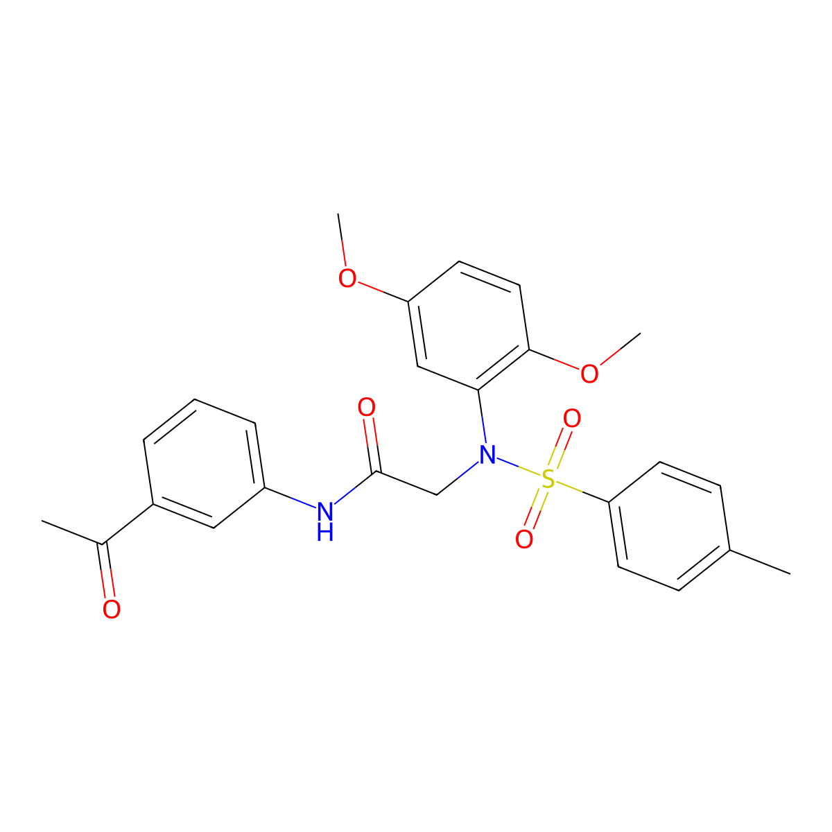 N-(3-acetylphenyl)-2-(2,5-dimethoxy-N-(4-methylphenyl)sulfonylanilino)acetamide molecular structure, CAS 527753-46-4