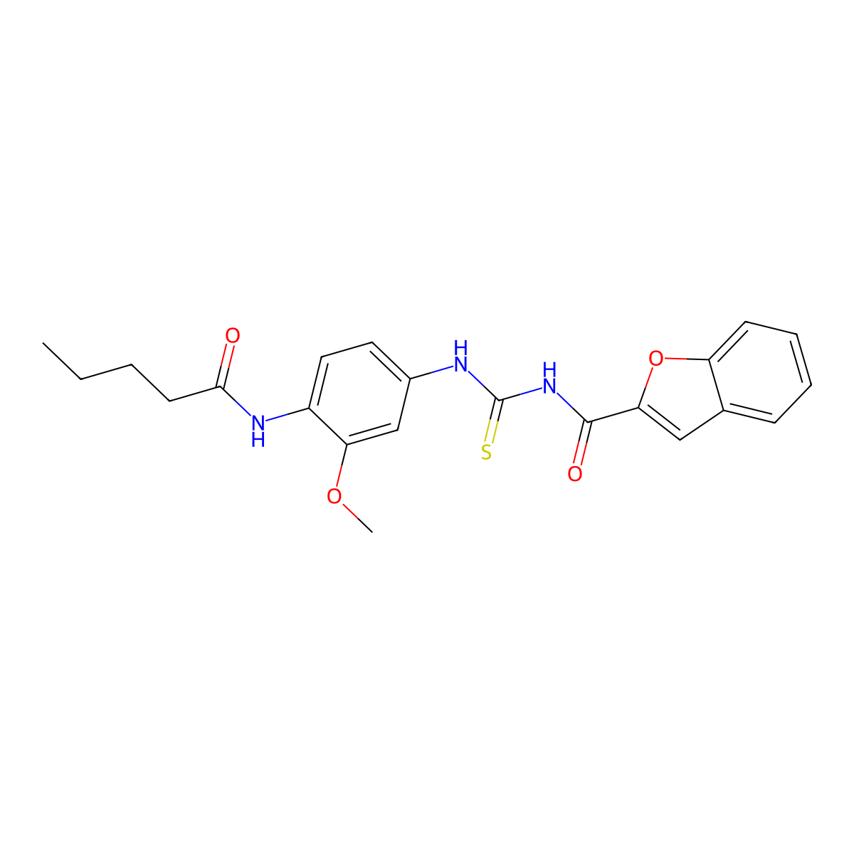 N-[[3-methoxy-4-(pentanoylamino)phenyl]carbamothioyl]-1-benzofuran-2-carboxamide molecular structure, CAS 527754-59-2