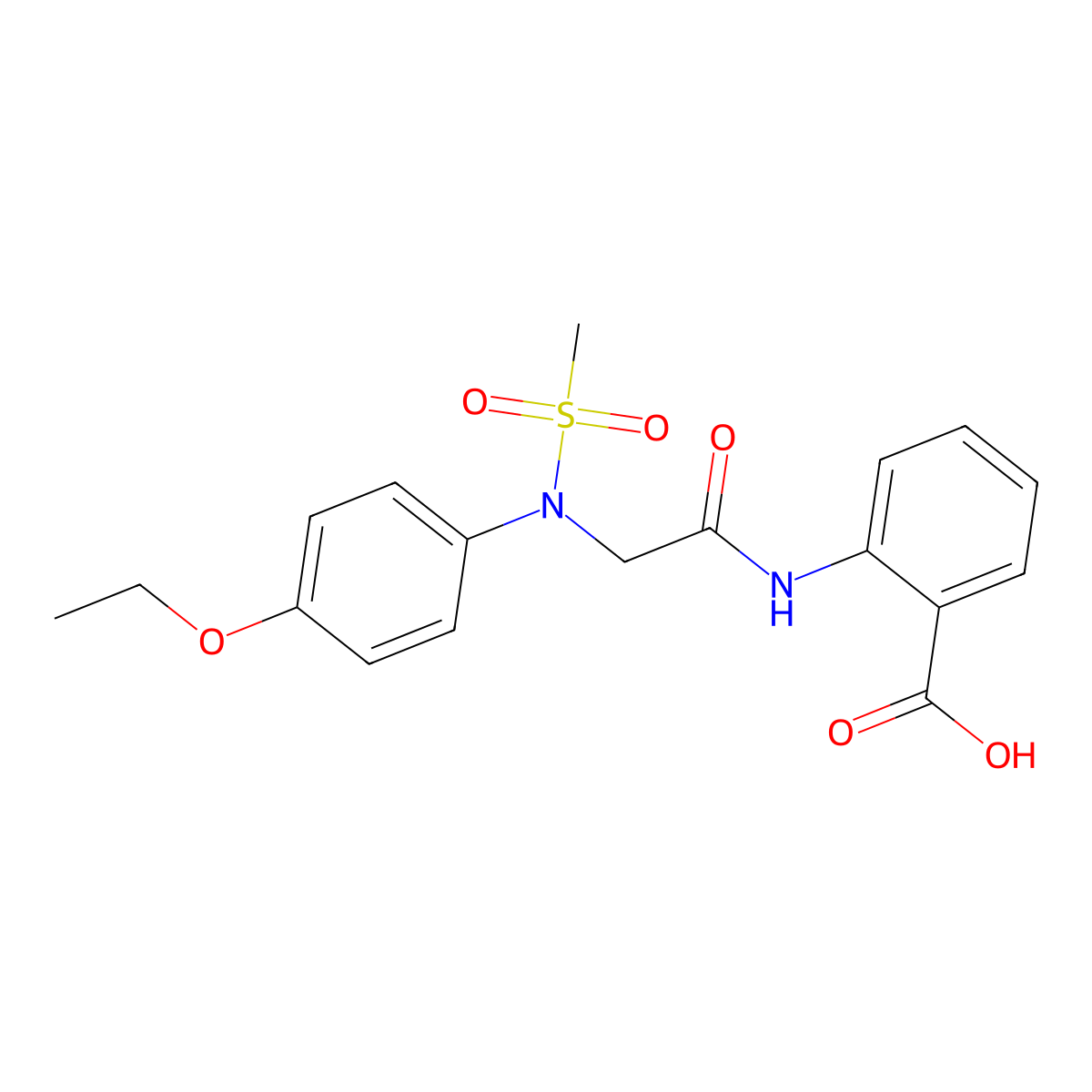 2-{[N-(4-ethoxyphenyl)-N-(methylsulfonyl)glycyl]amino}benzoic acid molecular structure, CAS 527756-73-6
