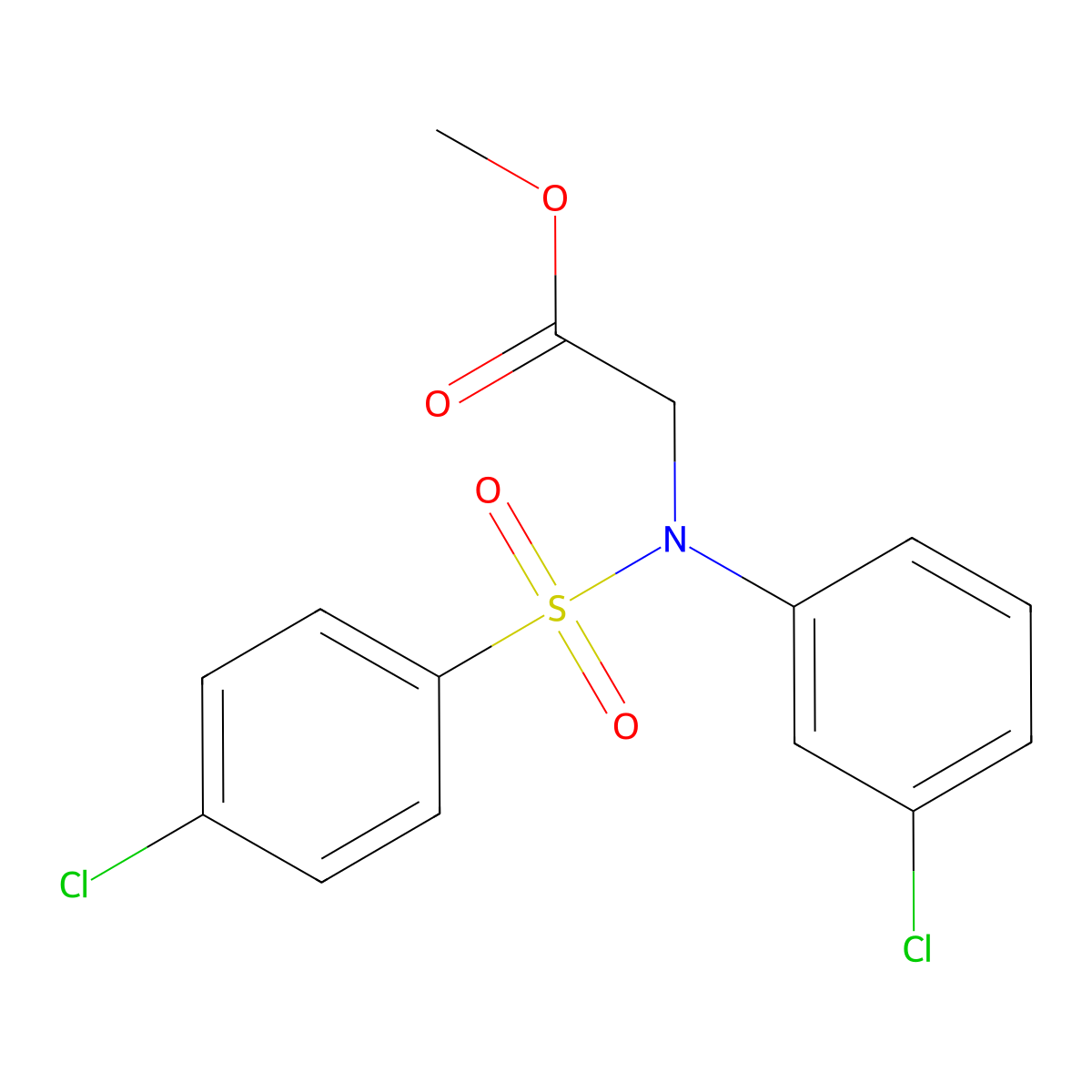 methyl N-(3-chlorophenyl)-N-[(4-chlorophenyl)sulfonyl]glycinate molecular structure, CAS 527757-89-7