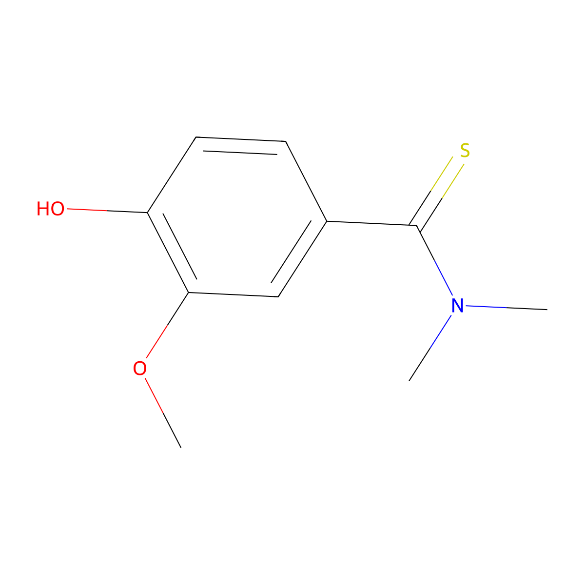4-hydroxy-3-methoxy-N,N-dimethylbenzenecarbothioamide molecular structure, CAS 52777-91-0