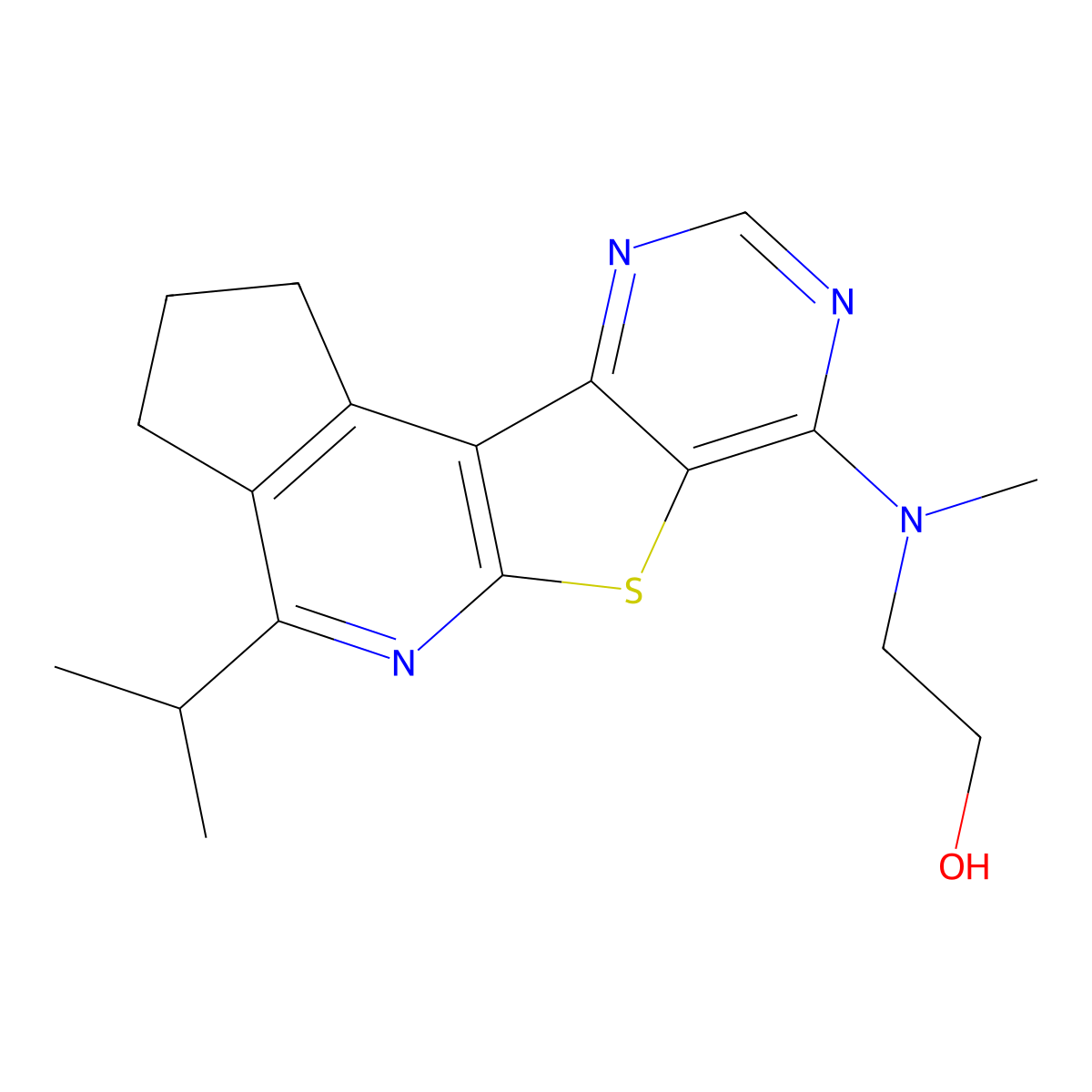 2-[Methyl-(7-propan-2-yl-10-thia-8,13,15-triazatetracyclo[7.7.0.02,6.011,16]hexadeca-1(9),2(6),7,11(16),12,14-hexaen-12-yl)amino]ethanol molecular structure, CAS 5278-69-3