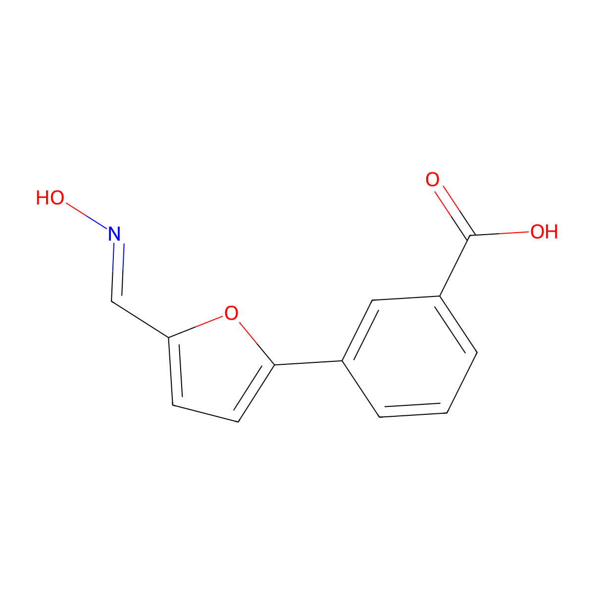 3-{5-[(Hydroxyimino)methyl]furan-2-yl}benzoic acid molecular structure, CAS 5278-70-6