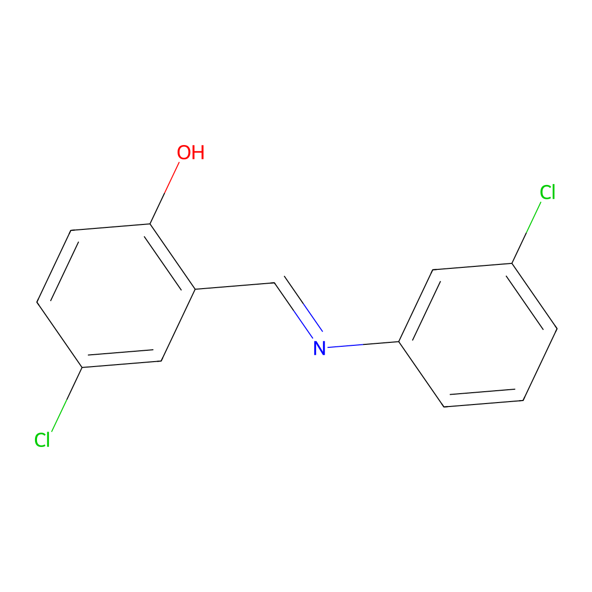 4-chloro-2-{(E)-[(3-chlorophenyl)imino]methyl}phenol molecular structure, CAS 5278-80-8