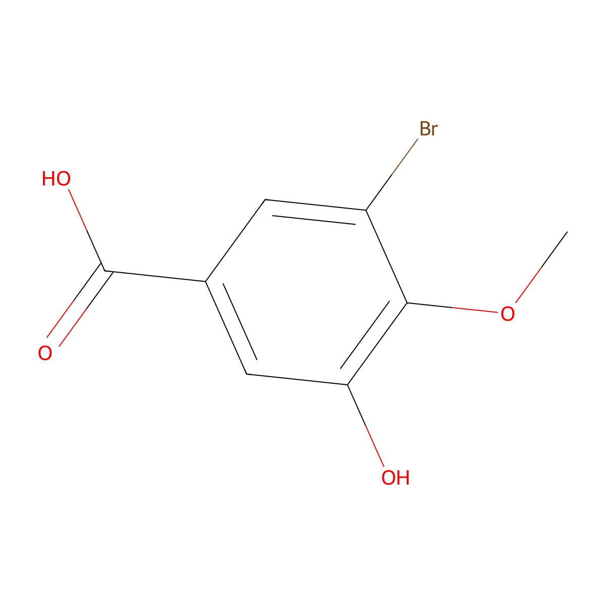 3-Bromo-5-hydroxy-4-methoxybenzoic acid molecular structure, CAS 52783-66-1