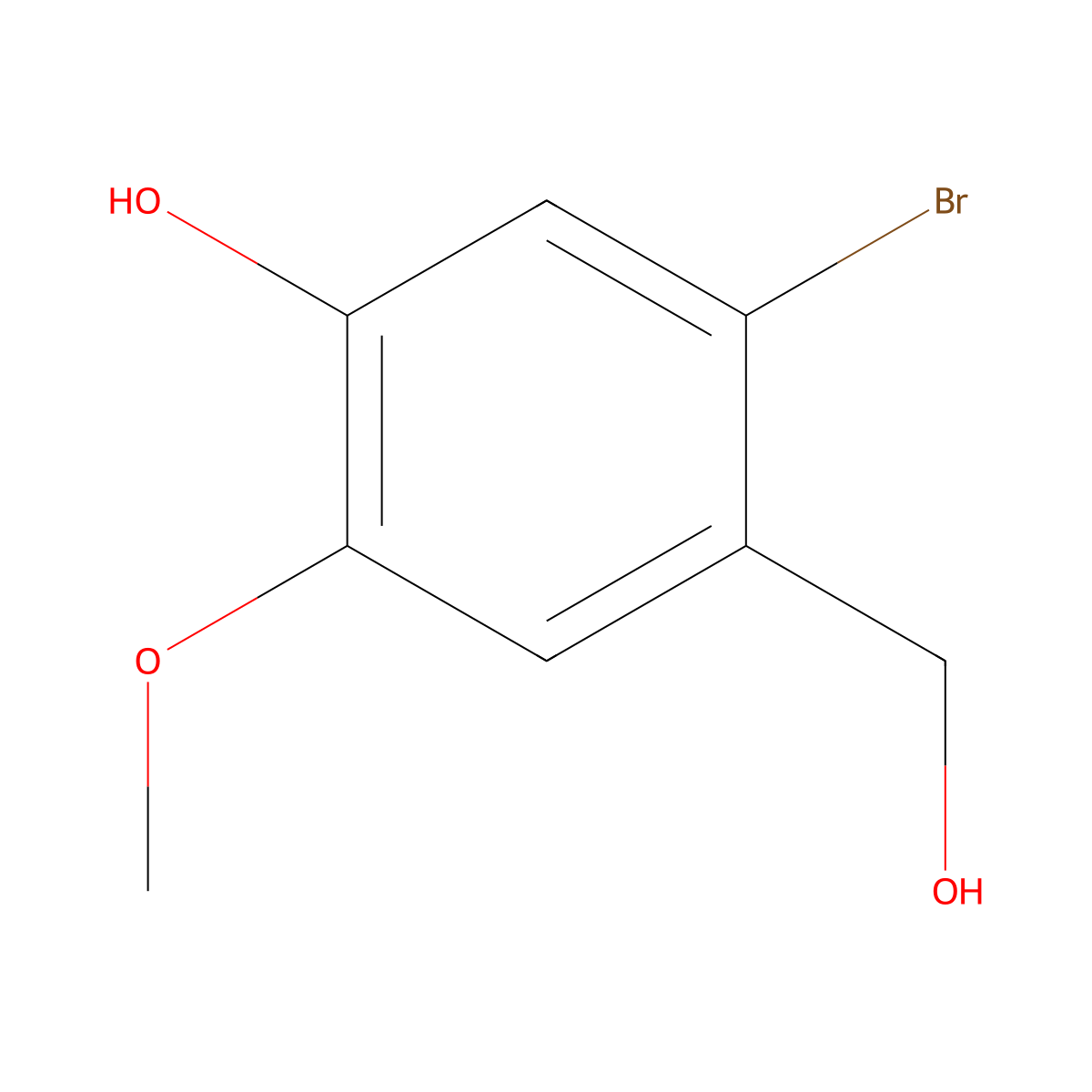 Benzenemethanol, 2-bromo-4-hydroxy-5-methoxy- molecular structure, CAS 52783-67-2