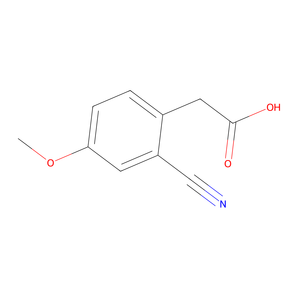 2-(2-Cyano-4-methoxyphenyl)acetic acid molecular structure, CAS 52786-67-1