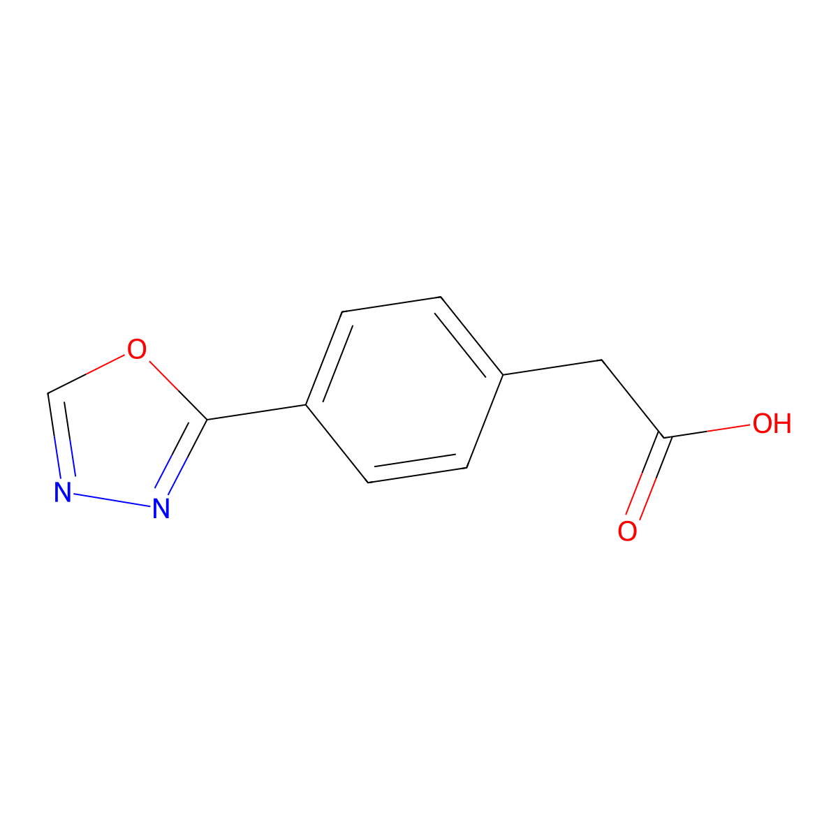 2-[4-(1,3,4-Oxadiazol-2-yl)phenyl]acetic acid molecular structure, CAS 52787-22-1
