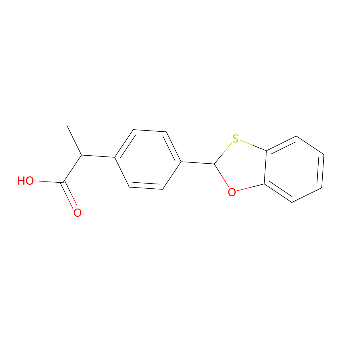 Benzeneacetic acid, 4-(1,3-benzoxathiol-2-yl)-alpha-methyl- molecular structure, CAS 52787-33-4