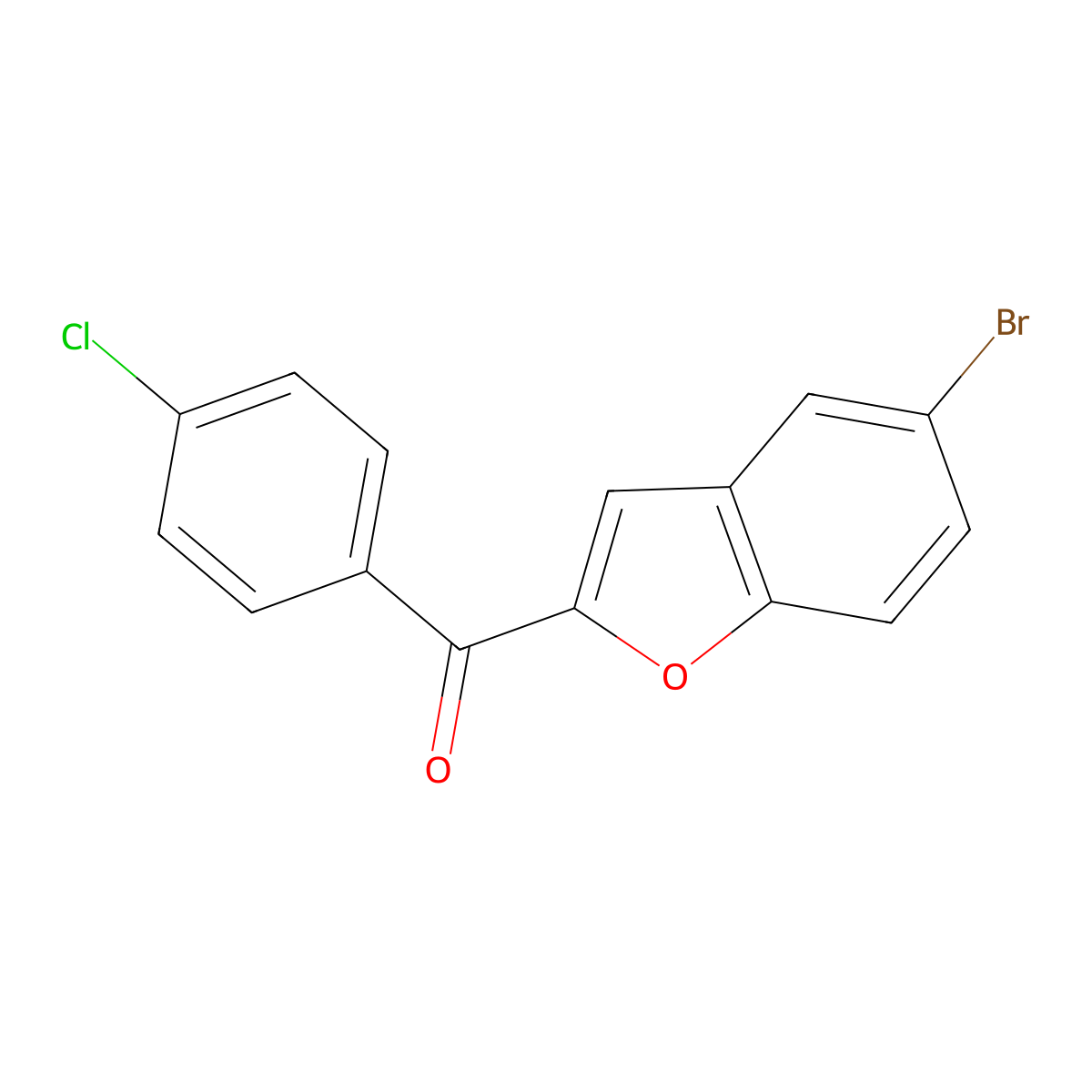 (5-Bromo-1-benzofuran-2-yl)(4-chlorophenyl)methanone molecular structure, CAS 52789-90-9
