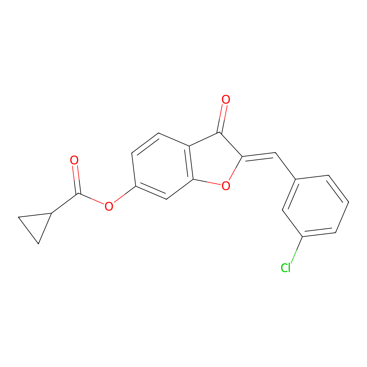 2-[(3-Chlorophenyl)methylidene]-3-oxo-2,3-dihydro-1-benzofuran-6-yl cyclopropanecarboxylate molecular structure, CAS 5279-29-8