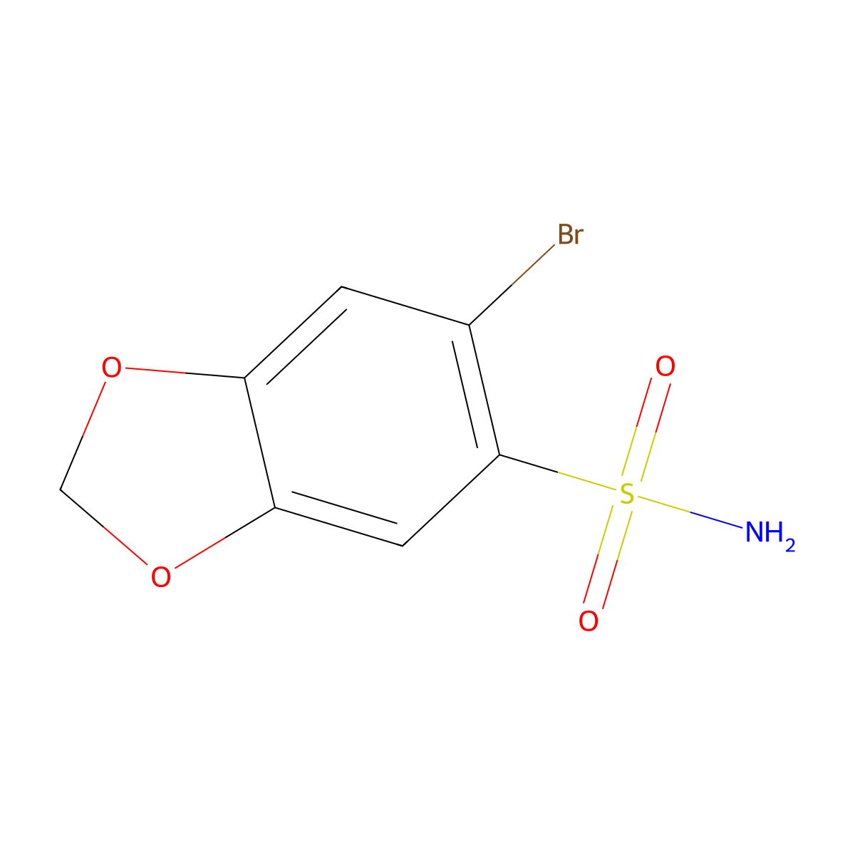 6-Bromo-1,3-dioxaindane-5-sulfonamide molecular structure, CAS 5279-50-5