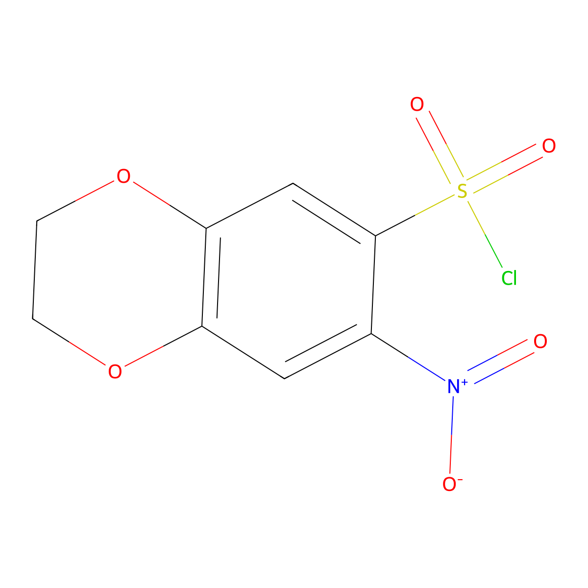7-Nitro-2,3-dihydro-1,4-benzodioxine-6-sulfonyl chloride molecular structure, CAS 5279-54-9