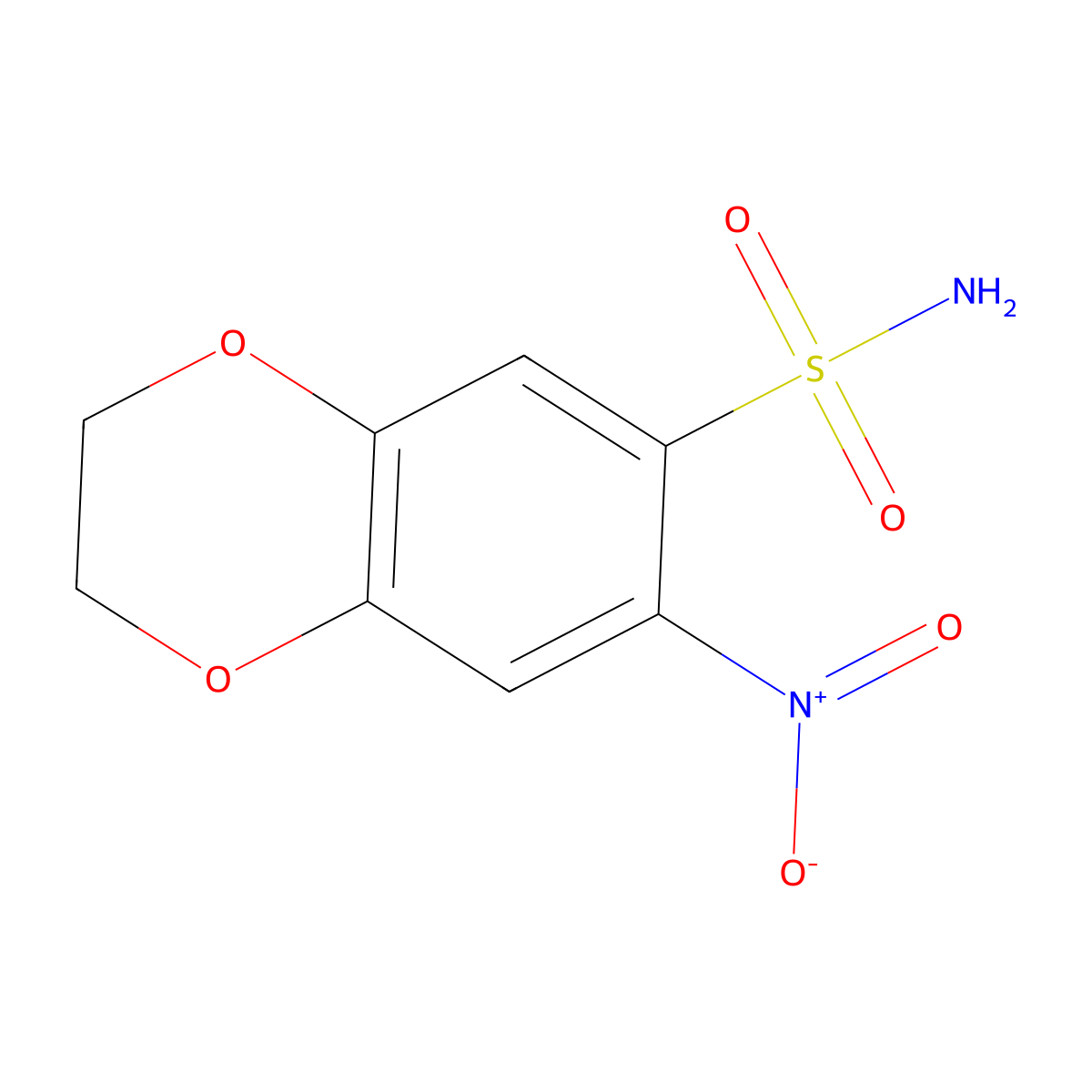 7-nitro-2H,3H-benzo[e]1,4-dioxin-6-sulfonamide molecular structure, CAS 5279-55-0
