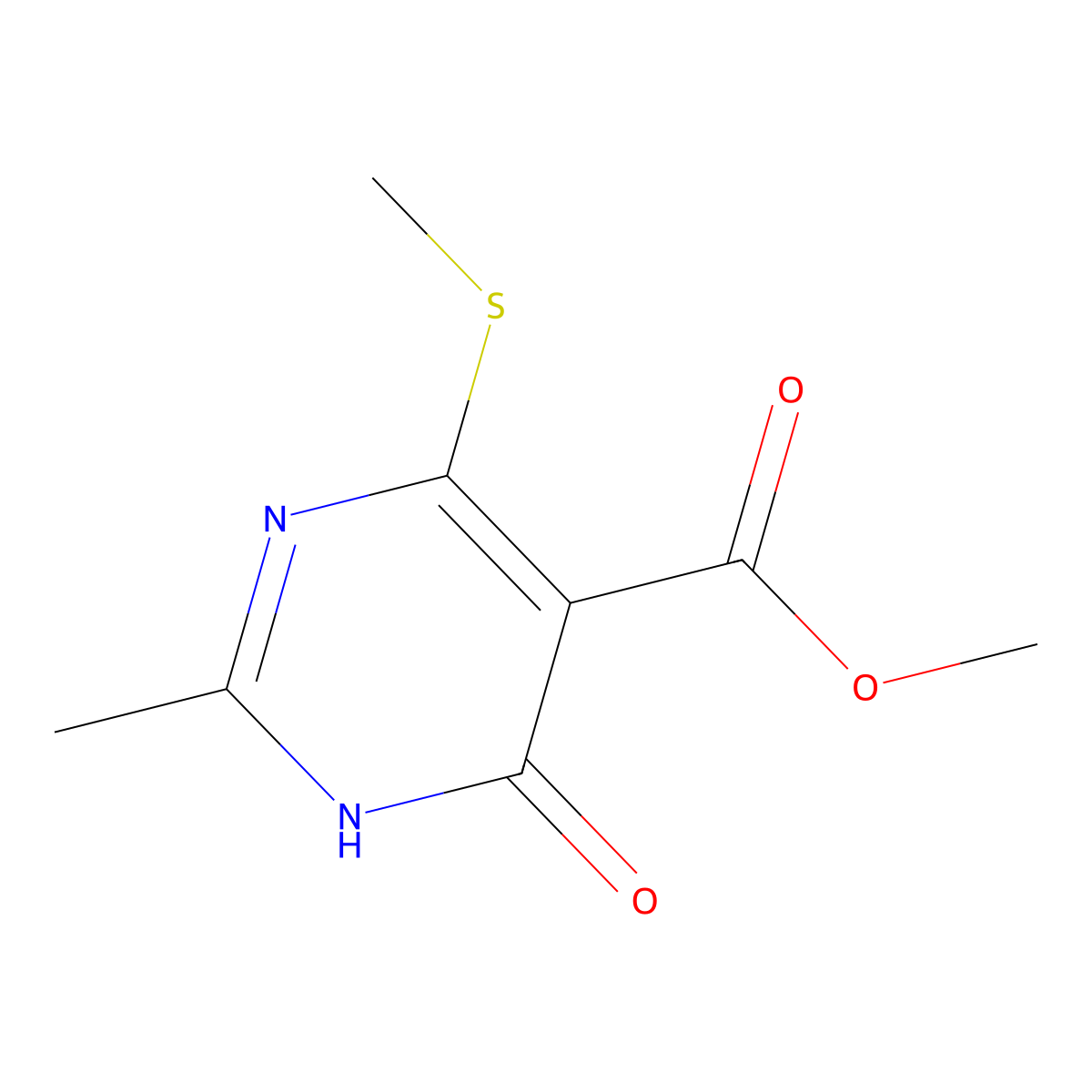 Methyl 4-hydroxy-2-methyl-6-(methylsulfanyl)-5-pyrimidinecarboxylate molecular structure, CAS 52793-50-7