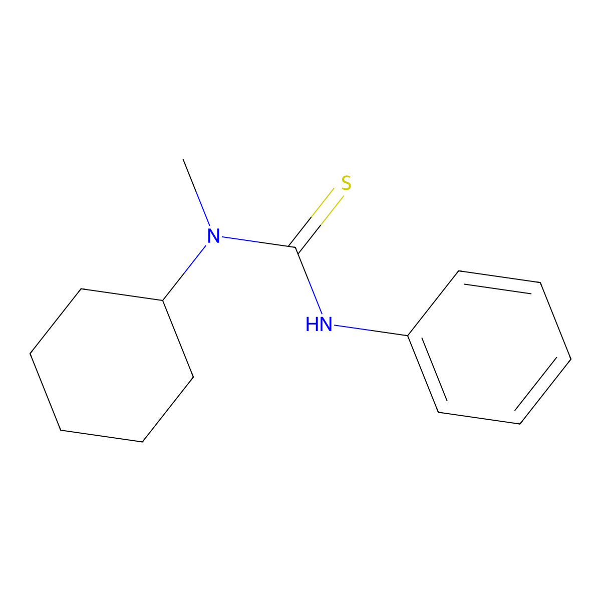 1-Cyclohexyl-1-methyl-3-phenyl-2-thiourea molecular structure, CAS 52793-69-8
