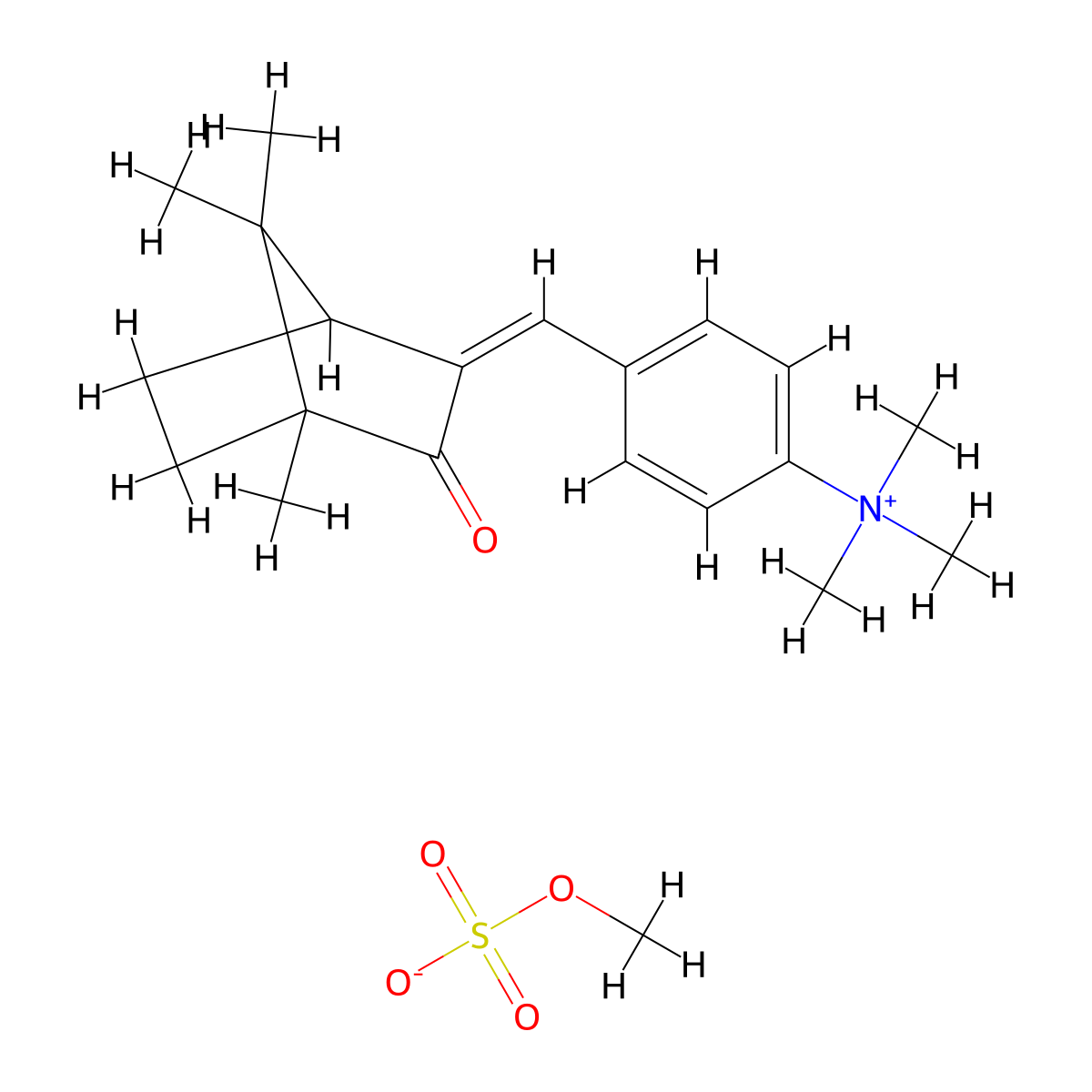 Camphor benzalkonium methosulfate molecular structure, CAS 52793-97-2