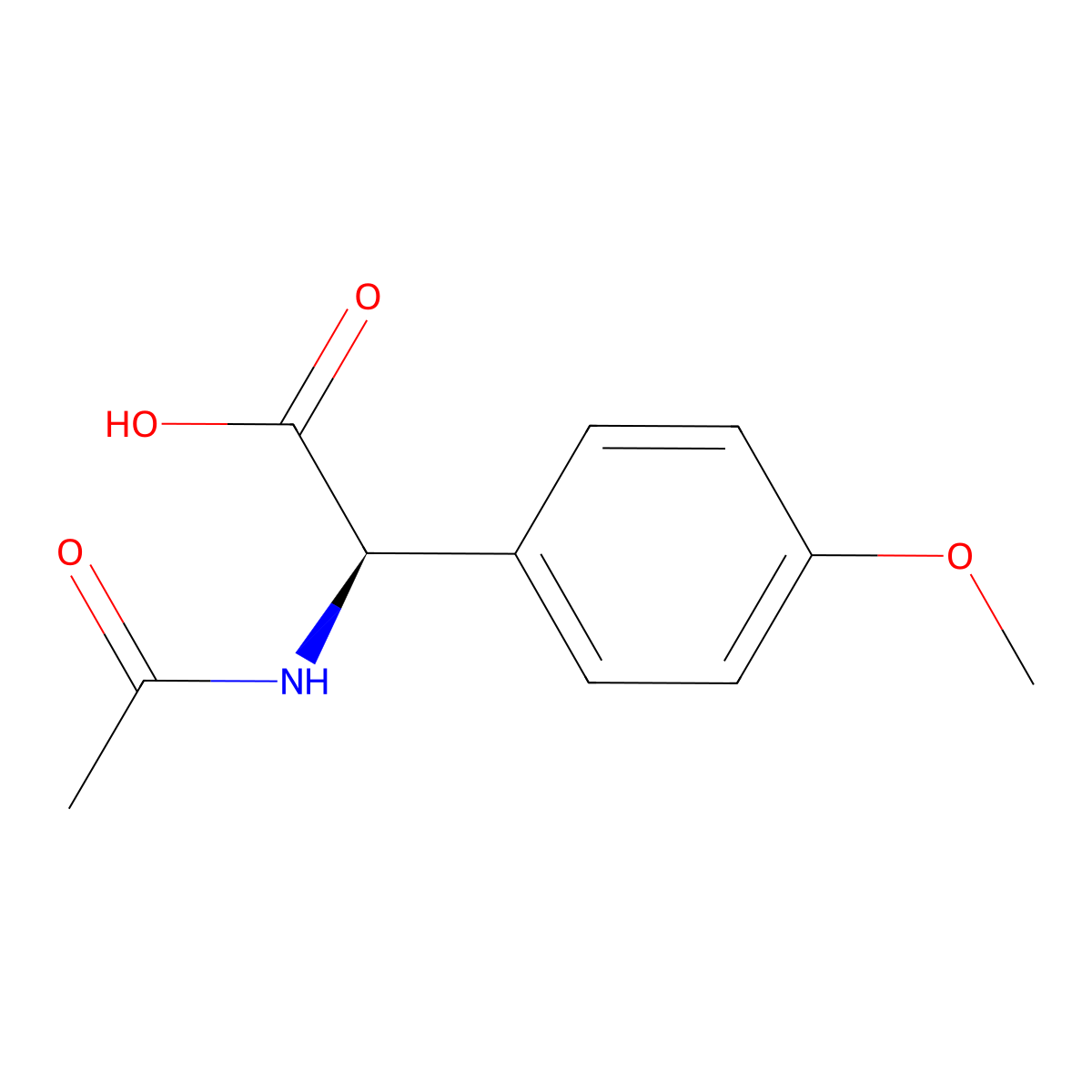 (2R)-2-acetamido-2-(4-methoxyphenyl)acetic acid molecular structure, CAS 52795-51-4