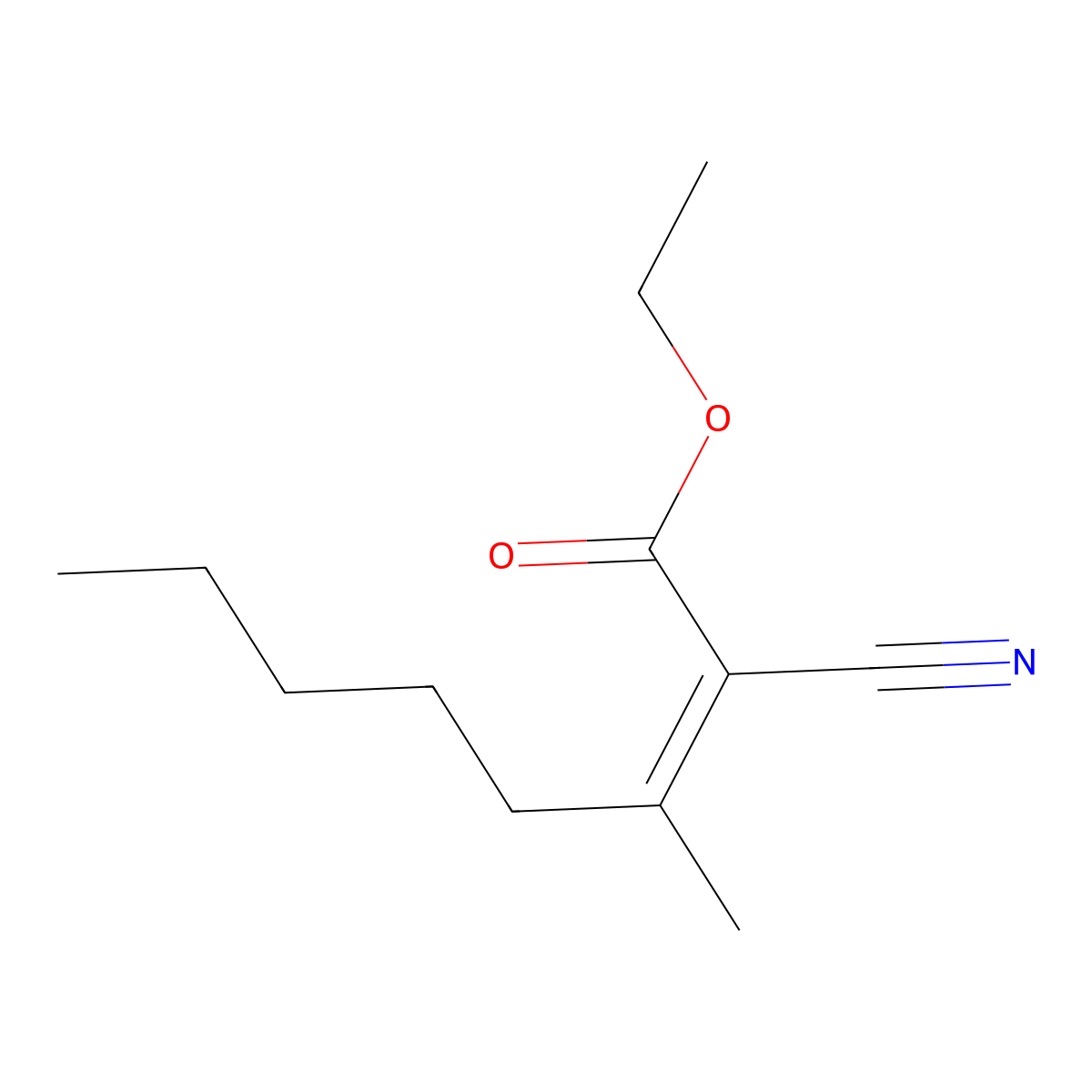 Ethyl 2-cyano-3-methyloct-2-enoate molecular structure, CAS 52797-50-9