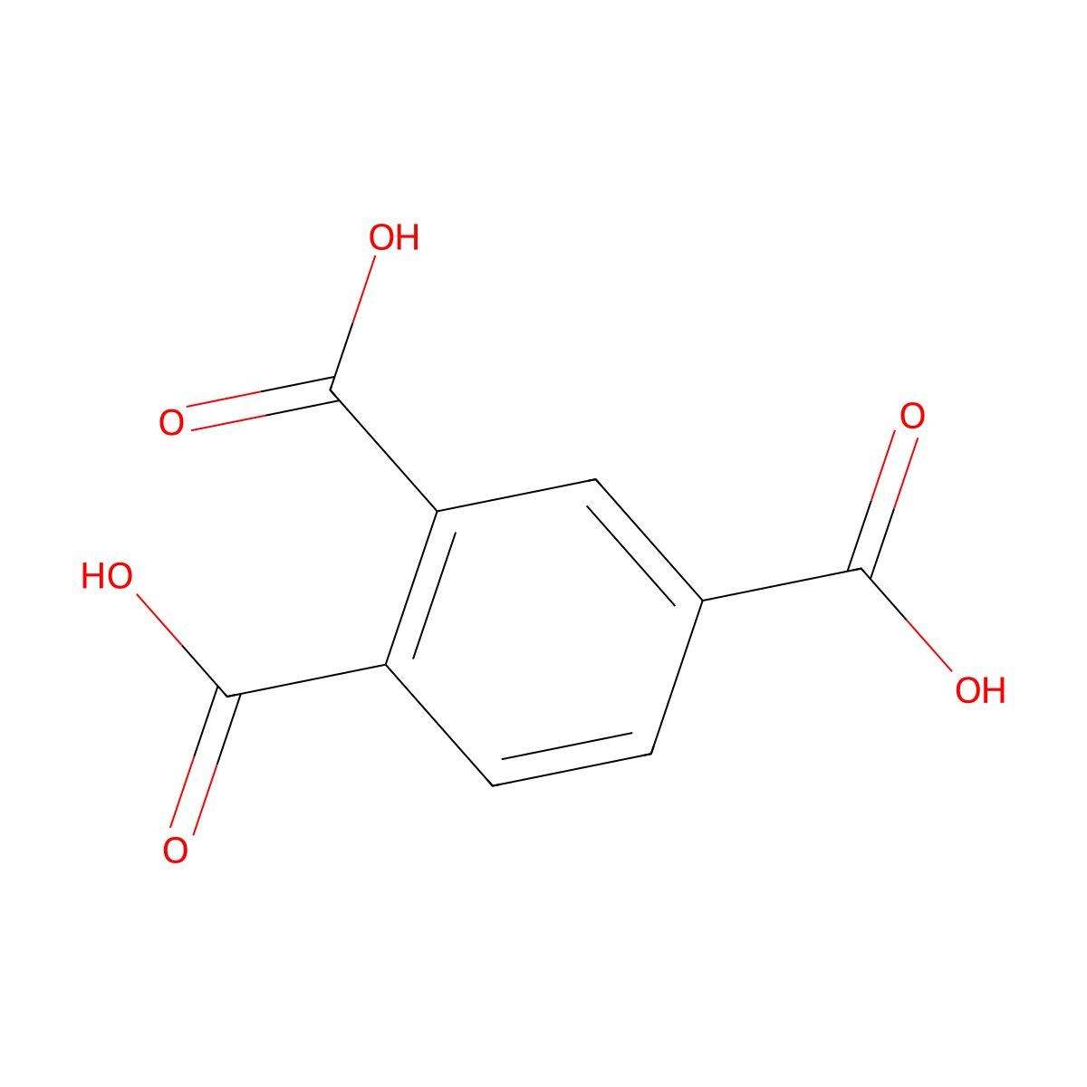 Trimellitic acid molecular structure, CAS 528-44-9