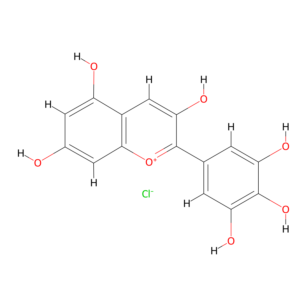 Delphinidin Chloride molecular structure, CAS 528-53-0