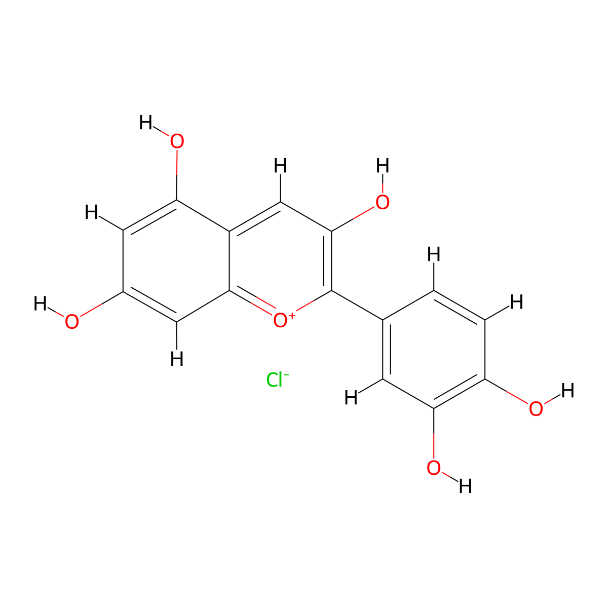 Cyanidin Chloride molecular structure, CAS 528-58-5