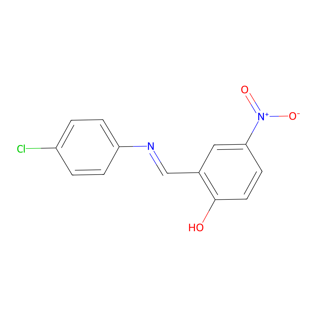 2-{[(4-Chlorophenyl)imino]methyl}-4-nitrophenol molecular structure, CAS 5280-15-9
