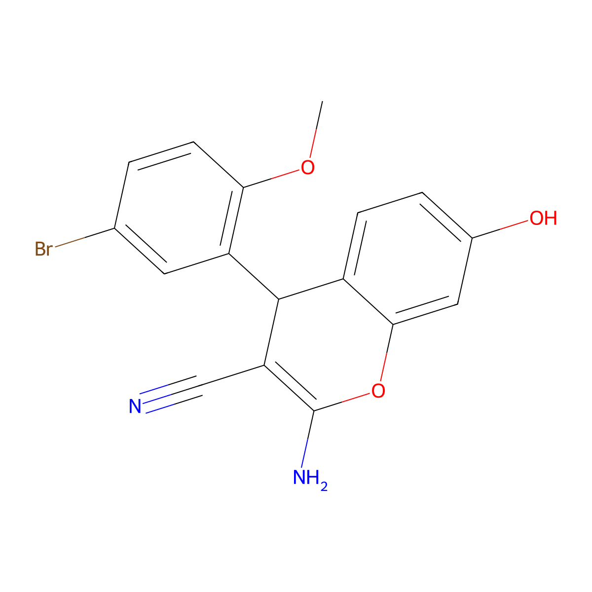 2-amino-4-(5-bromo-2-methoxyphenyl)-7-hydroxy-4H-chromene-3-carbonitrile molecular structure, CAS 5280-29-5