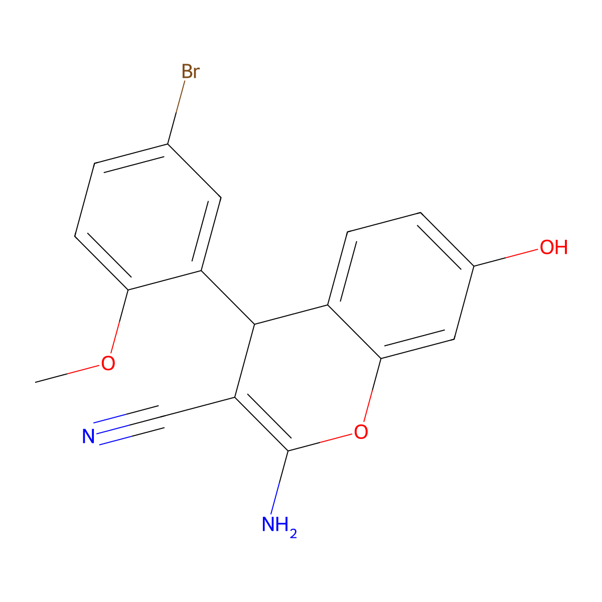 2-amino-4-(5-bromo-2-methoxyphenyl)-7-hydroxy-4H-chromene-3-carbonitrile molecular structure, CAS 5280-29-5