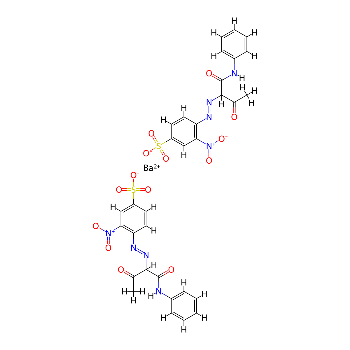 Barium bis(3-nitro-4-((1-(phenylcarbamoyl)acetonyl)azo)benzenesulphonate) molecular structure, CAS 5280-69-3