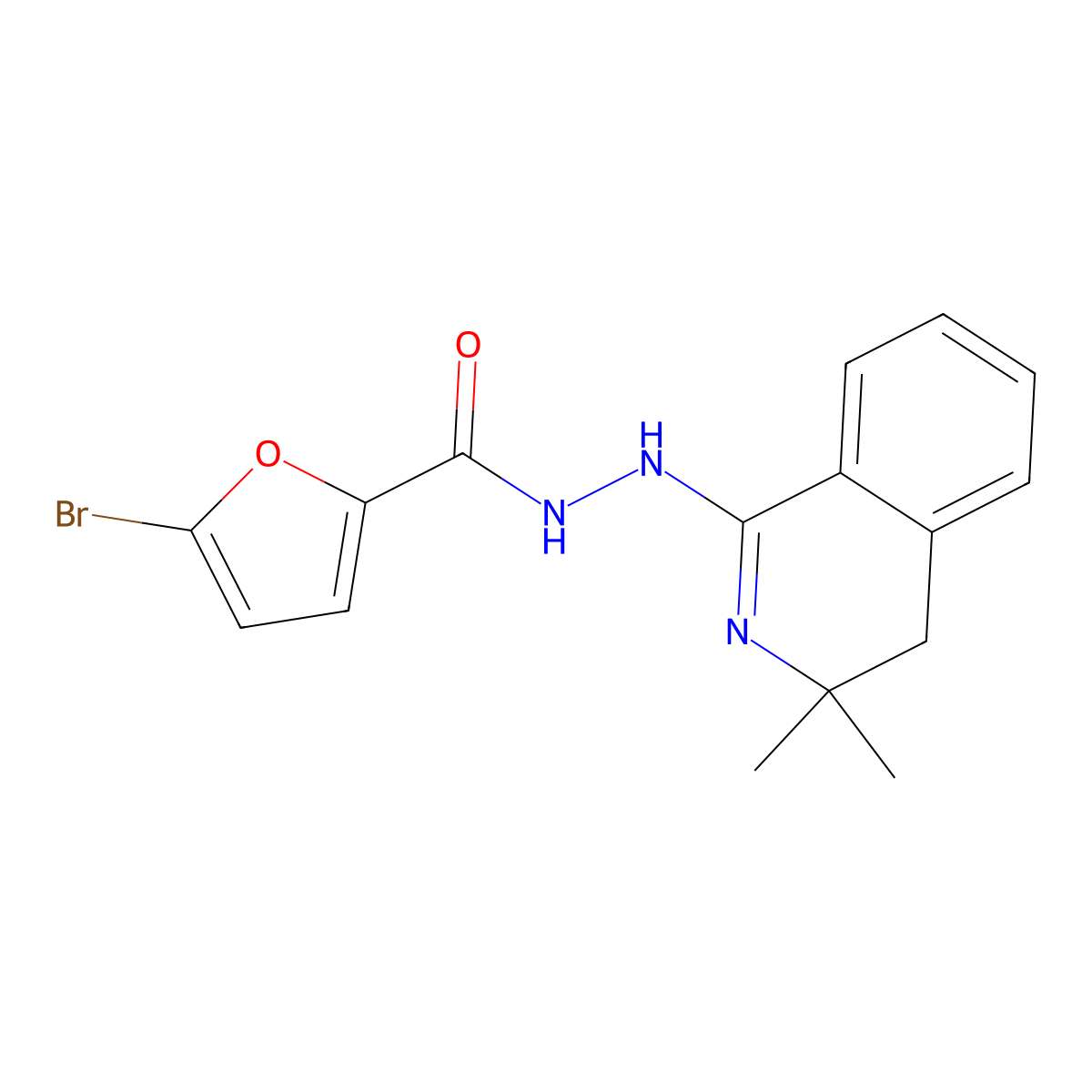5-bromo-N'-(3,3-dimethyl-4H-isoquinolin-1-yl)furan-2-carbohydrazide molecular structure, CAS 5280-93-3