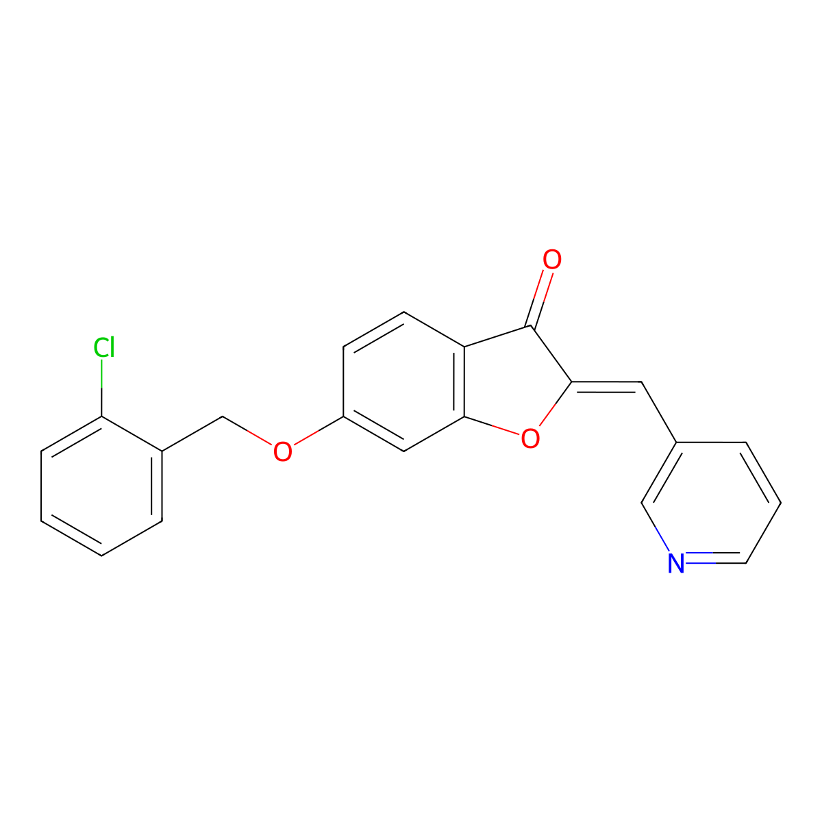 6-[(2-Chlorophenyl)methoxy]-2-(pyridin-3-ylmethylidene)-1-benzofuran-3-one molecular structure, CAS 5280-95-5