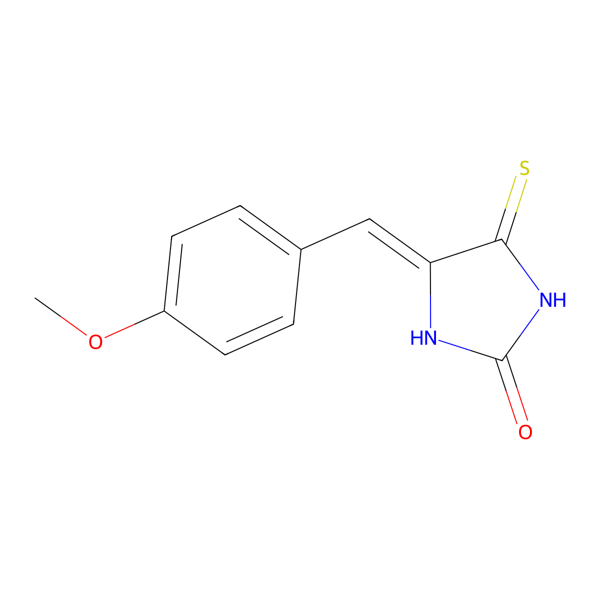 2-Imidazolidinone, 4-[(4-methoxyphenyl)methylene]-5-thioxo- molecular structure, CAS 52800-59-6