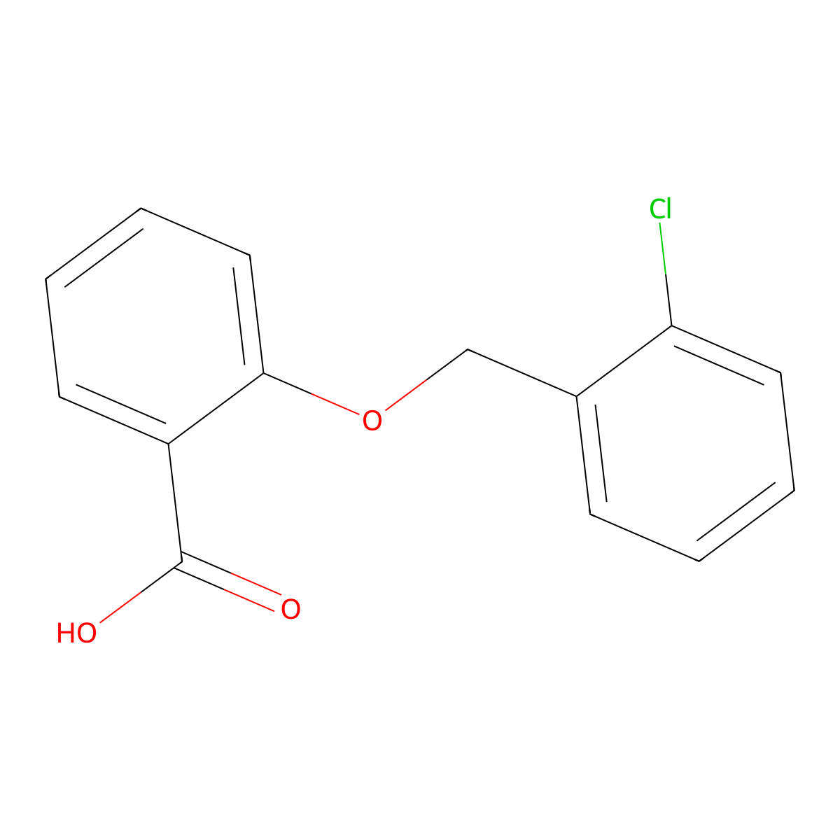 2-[(2-Chlorophenyl)methoxy]benzoic acid molecular structure, CAS 52803-70-0