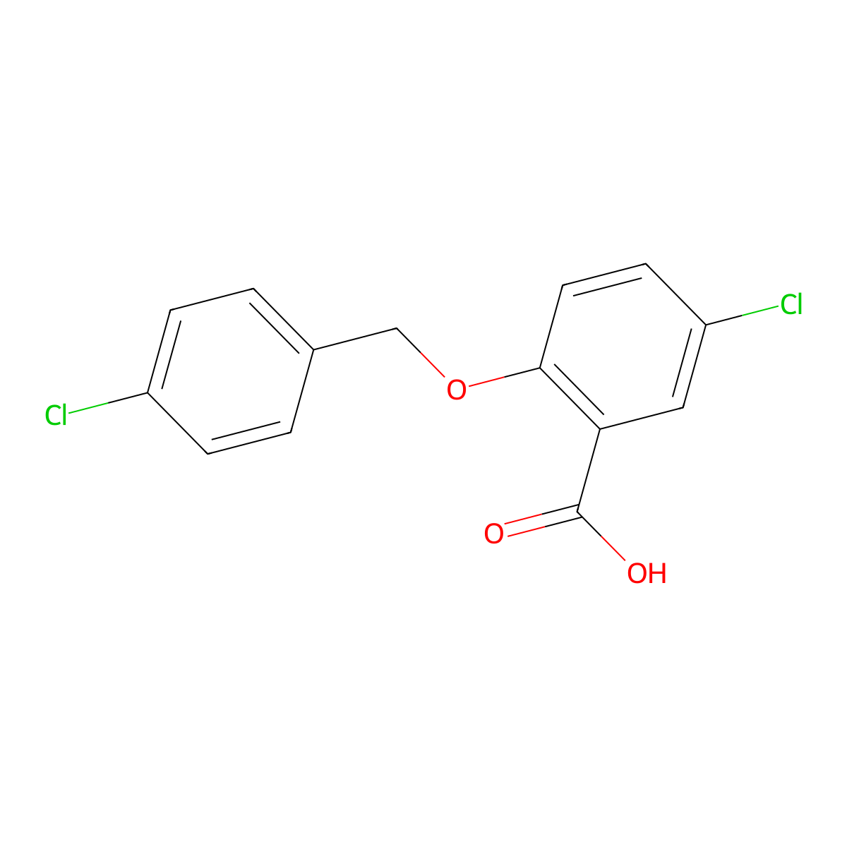 5-Chloro-2-[(4-chlorobenzyl)oxy]benzoic acid molecular structure, CAS 52803-76-6