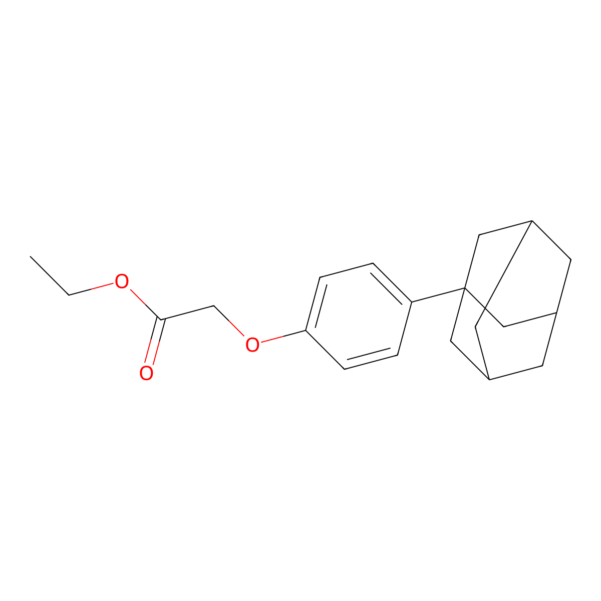Ethyl 2-(4-((3r,5r,7r)-adamantan-1-yl)phenoxy)acetate molecular structure, CAS 52804-25-8