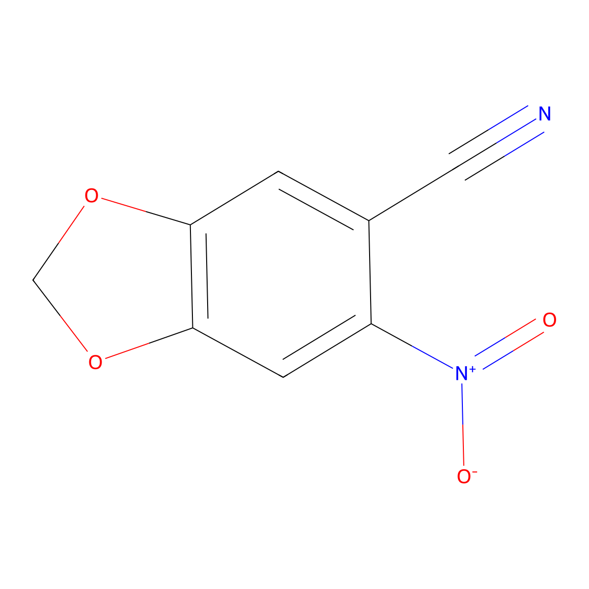 6-Nitro-1,3-benzodioxole-5-carbonitrile molecular structure, CAS 52805-38-6