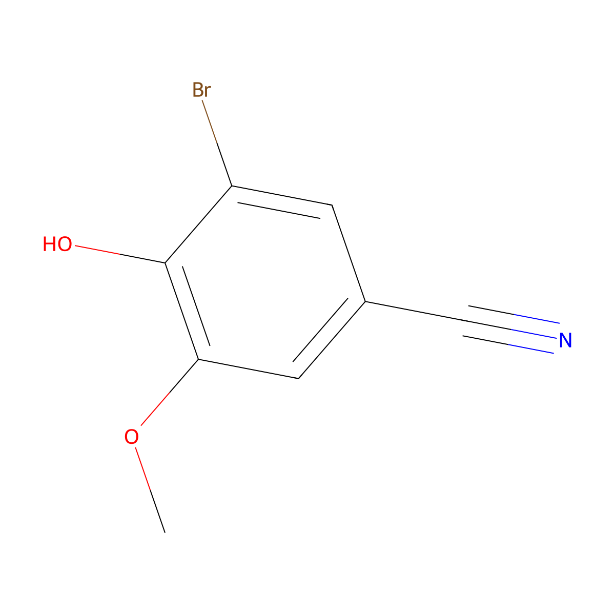 3-Bromo-4-hydroxy-5-methoxybenzonitrile molecular structure, CAS 52805-45-5