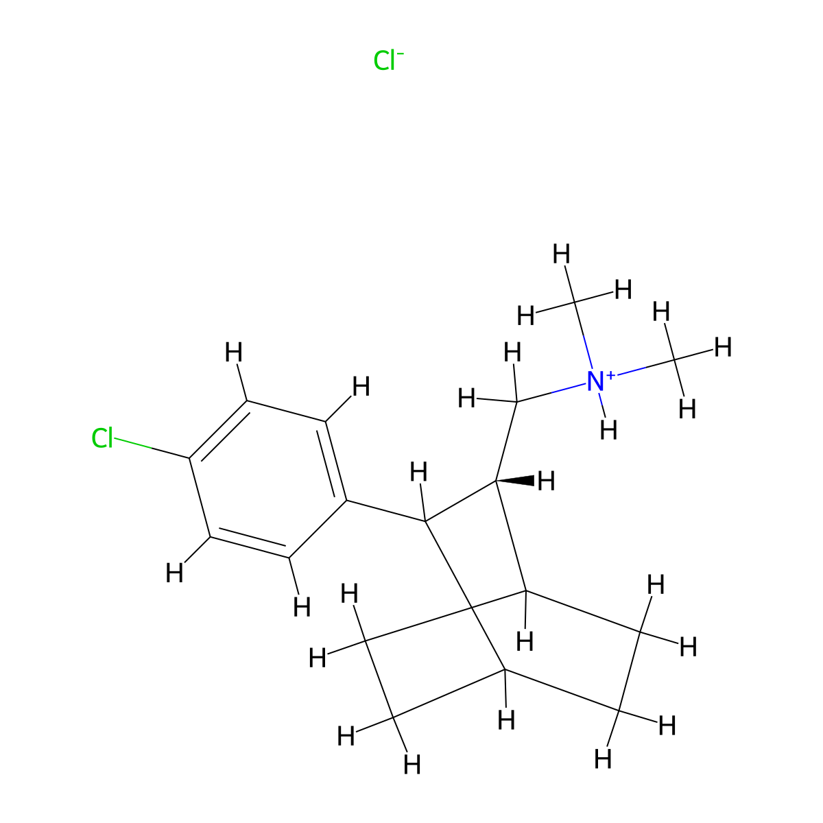 Bicyclo(2.2.2)octane-2-methylamine, 3-(p-chlorophenyl)-N,N-dimethyl-, hydrochloride, (E)- molecular structure, CAS 52807-80-4