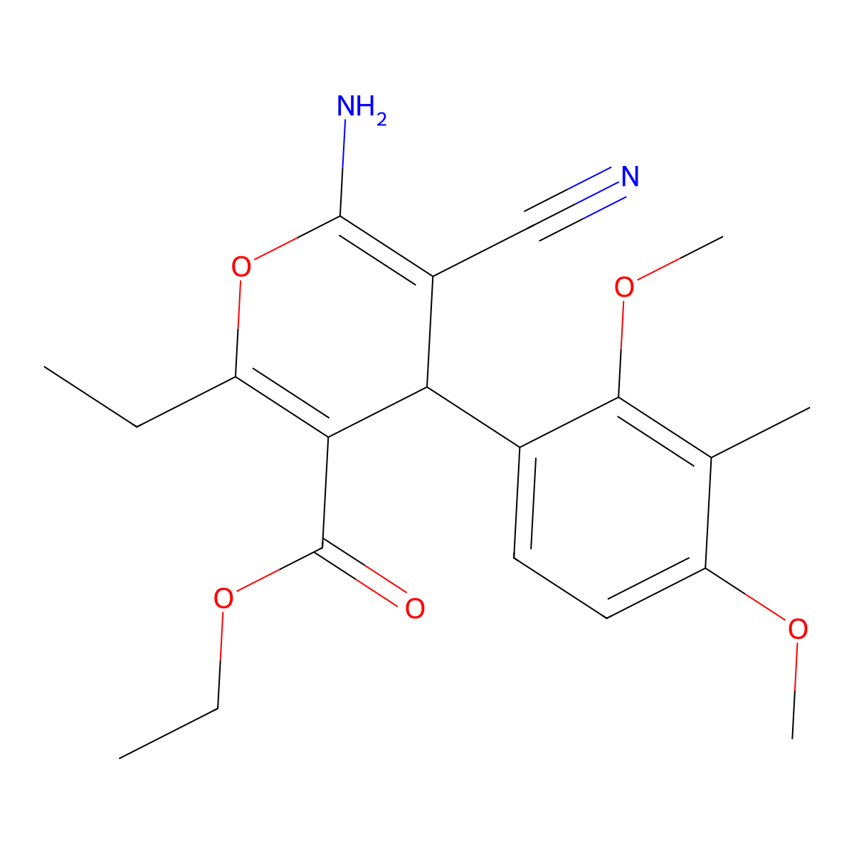 ethyl 6-amino-5-cyano-4-(2,4-dimethoxy-3-methylphenyl)-2-ethyl-4H-pyran-3-carboxylate molecular structure, CAS 5281-34-5