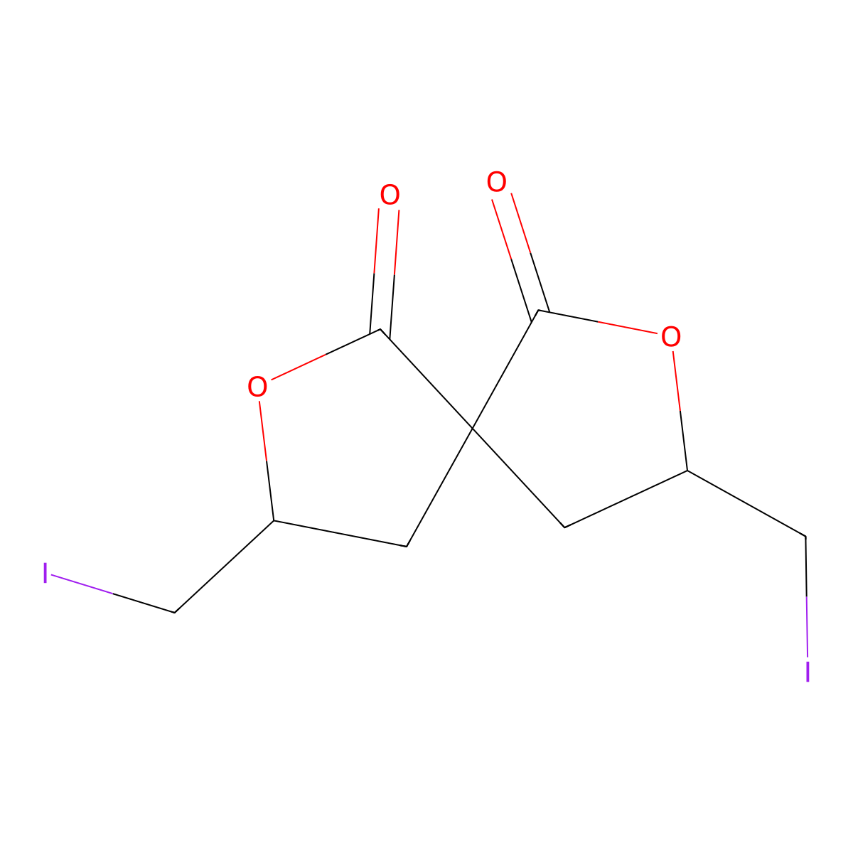 2,7-Dioxaspiro[4.4]nonane-1,6-dione, 3,8-bis(iodomethyl)- molecular structure, CAS 5281-80-1