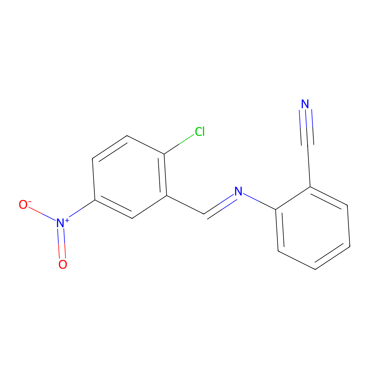 2-[(2-Chloro-5-nitrophenyl)methylideneamino]benzonitrile molecular structure, CAS 5281-84-5