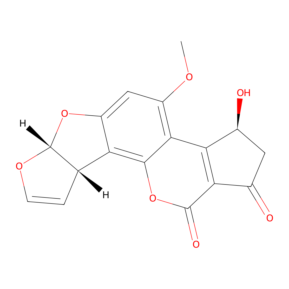 (3S,6aR,9aS)-2,3,6a,9a-Tetrahydro-3-hydroxy-4-methoxycyclopenta(c)furo(3',2':4,5)furo(2,3-h)(1)benzopyran-1,11-dione molecular structure, CAS 52819-96-2