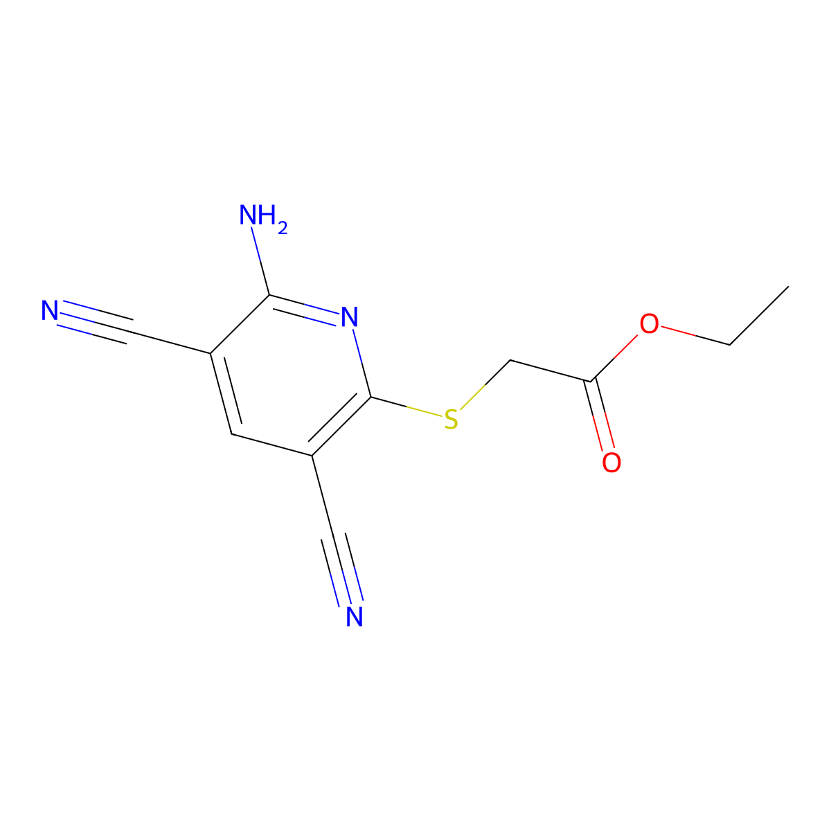 2-[(6-Amino-3,5-dicyano-2-pyridinyl)thio]acetic acid ethyl ester molecular structure, CAS 5282-20-2