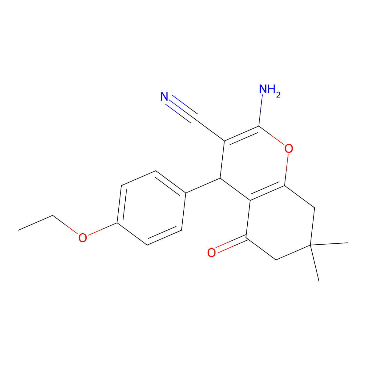 2-amino-4-(4-ethoxyphenyl)-7,7-dimethyl-5-oxo-5,6,7,8-tetrahydro-4H-chromene-3-carbonitrile molecular structure, CAS 5282-72-4