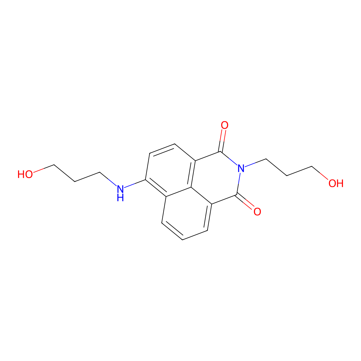 2-(3-Hydroxypropyl)-6-((3-hydroxypropyl)amino)-1H-benz(de)isoquinoline-1,3(2H)-dione molecular structure, CAS 52821-24-6