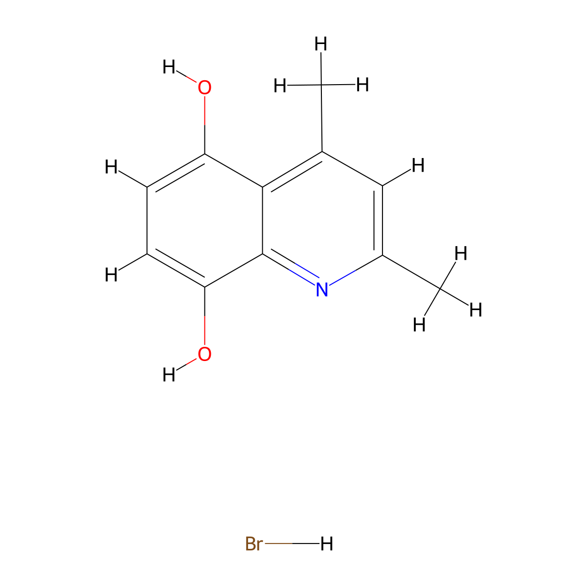 2,4-Dimethylquinoline-5,8-diol hydrobromide molecular structure, CAS 52824-05-2