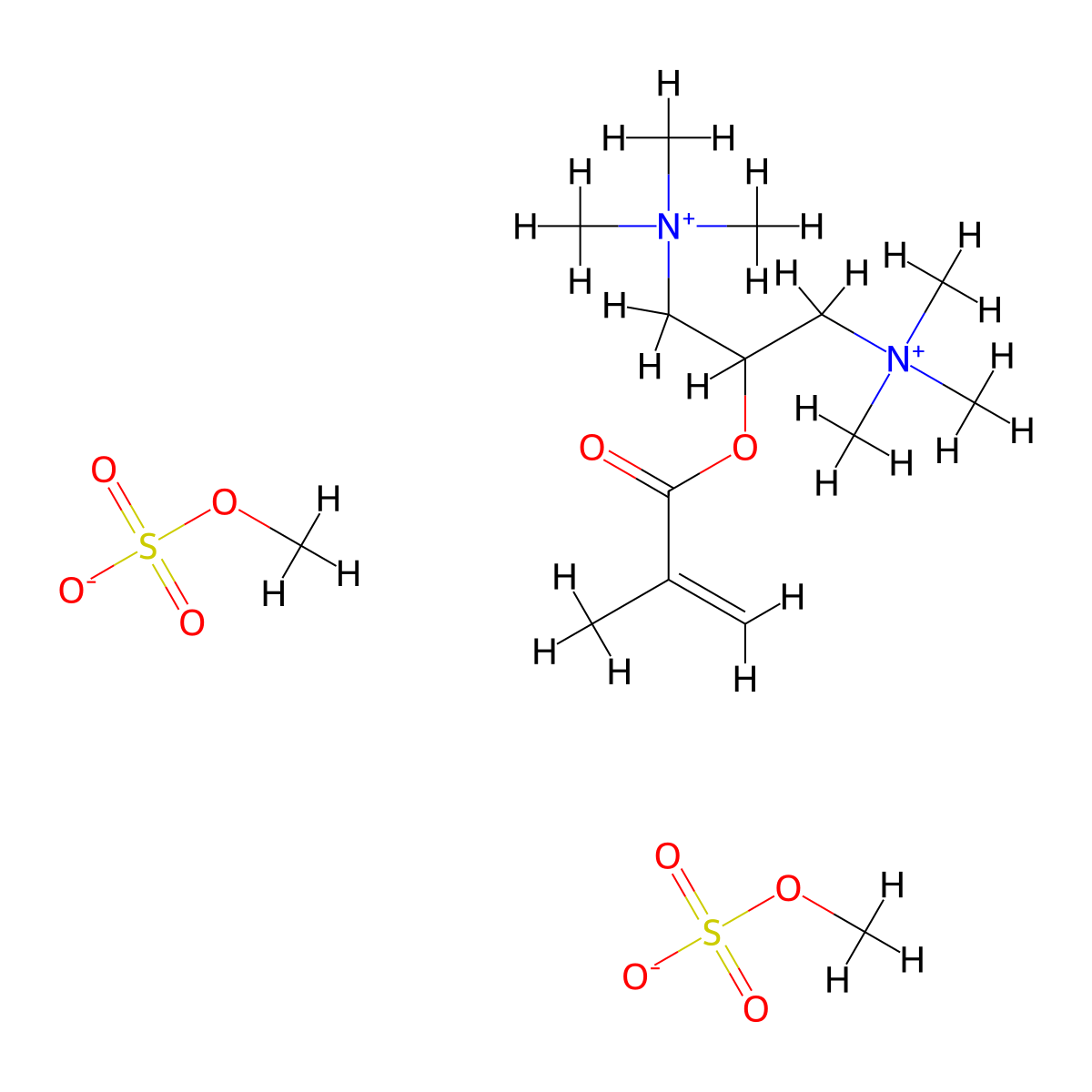 1,3-Propanediaminium, N1,N1,N1,N3,N3,N3-hexamethyl-2-[(2-methyl-1-oxo-2-propen-1-yl)oxy]-, methyl sulfate (1:2) molecular structure, CAS 52828-97-4