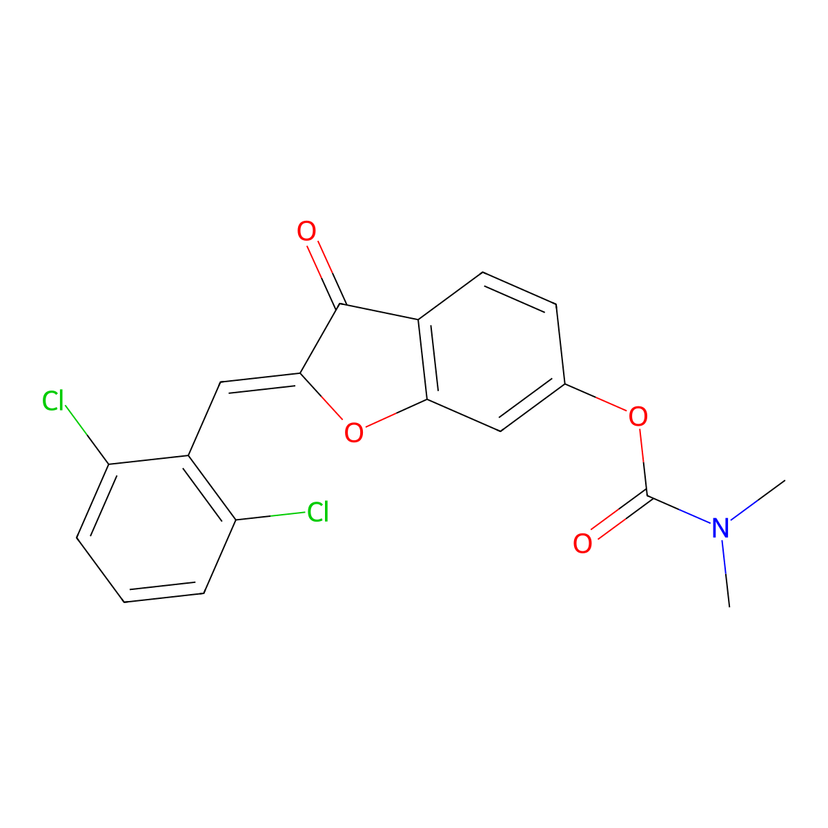2-[(2,6-Dichlorophenyl)methylidene]-3-oxo-2,3-dihydro-1-benzofuran-6-yl dimethylcarbamate molecular structure, CAS 5283-64-7